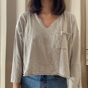 oversized loose striped long sleeve shirt